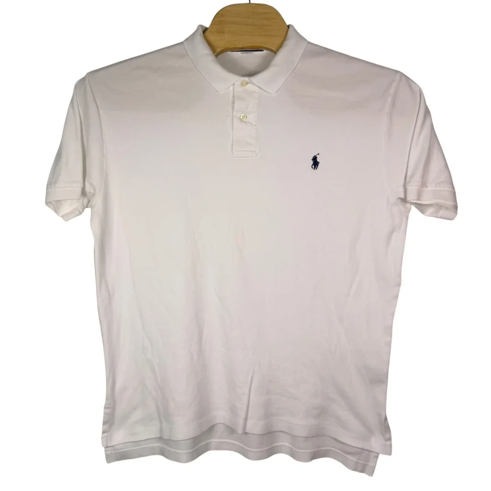 Polo Ralph Lauren Polo Shirt Mens L White Classic Cotton Short Sleeve Pony Prep